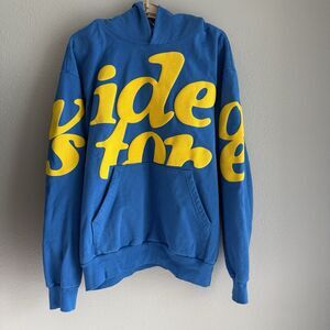 RARE 1st Run Kevin Abstract Video Store Blue&Yellow Mega Puff Hoodie Sweatshirt
